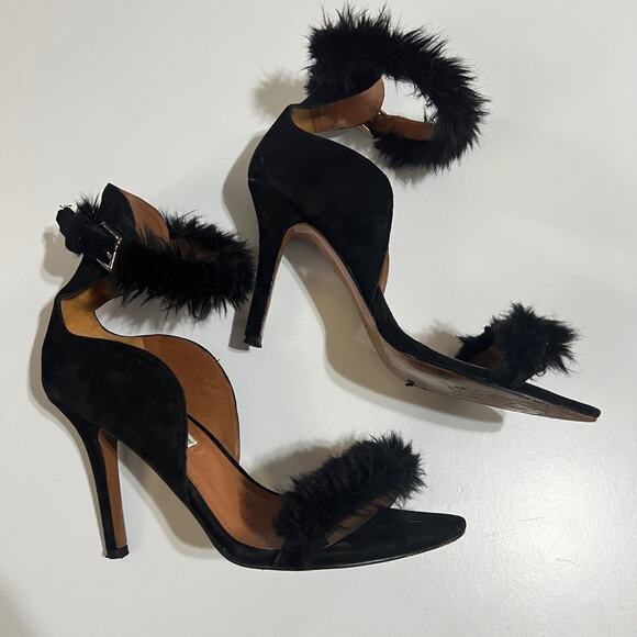 & Other Stories Black Fuzzy Strappy Heels Womens Size 40/9 - Picture 4 of 8